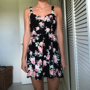 No Boundaries Black Floral Sundress